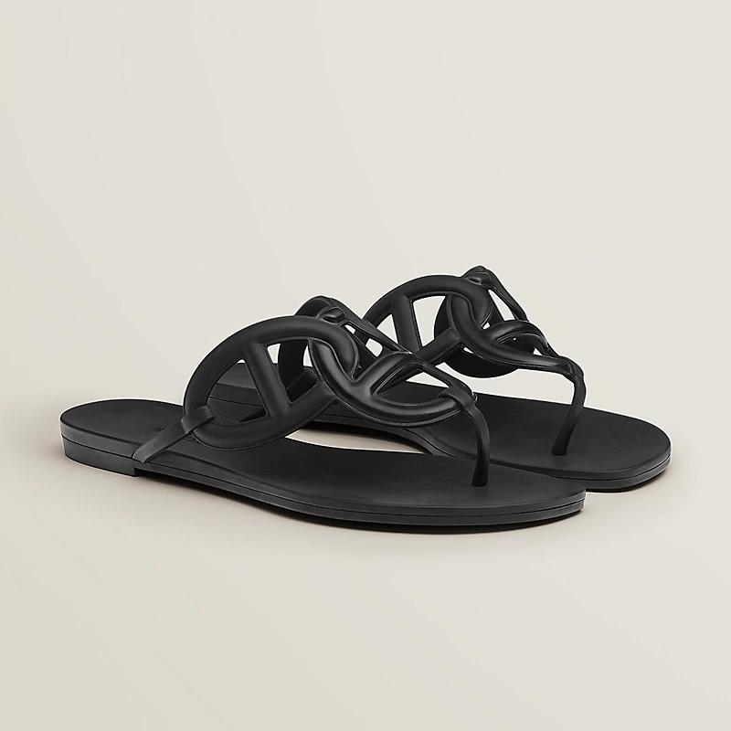 Dép Hermes Egerie Sandal Nữ Đen